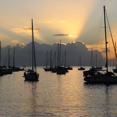 Bateaux Dans Le Port De Deshaies