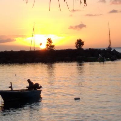 Coucher De Soleil Dans Le Port De Deshaies